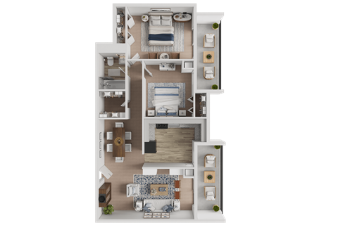 Floor plan for 2 beds, 1 bath, 800 sqft